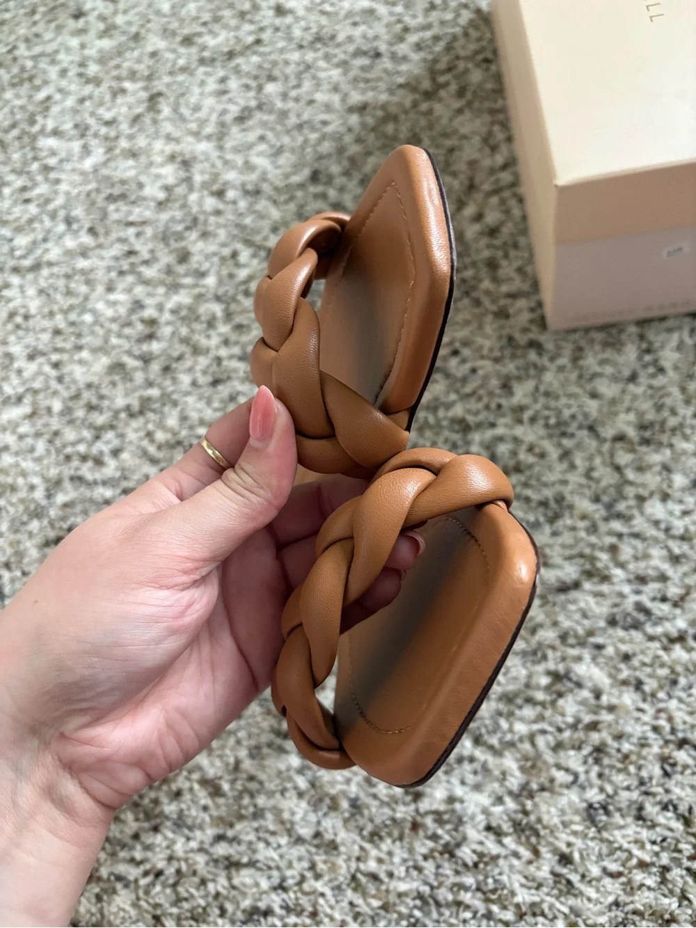 NEW Loeffler Randall Jackson Braided Leather Sandal Dark Sand Size 7.5